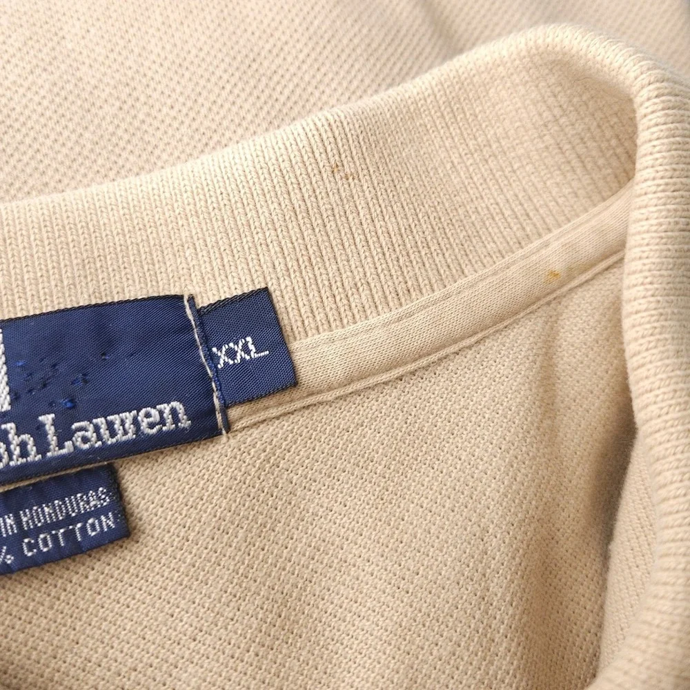 Vintage Polo Ralph Lauren XXL Tan Pique‎ Cotton Polo Shirt Big & Tall